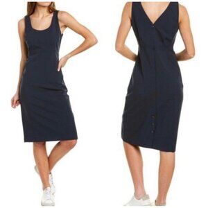 CLUB MONACO Button Back Vent Robe Dress Blue Size 8 NWOT